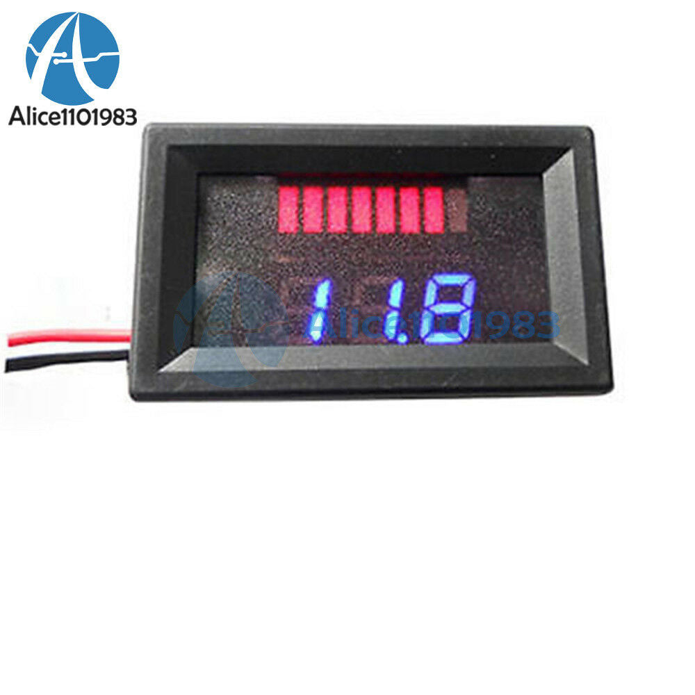 Blue Charge Level Indicator Voltmeter Stable for 12V Lead-acid Battery