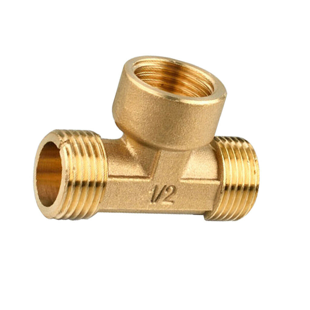 2 Pcs Thickened Anti-Burst Brass Tee Fitting Pipeline Connector Male Female Male