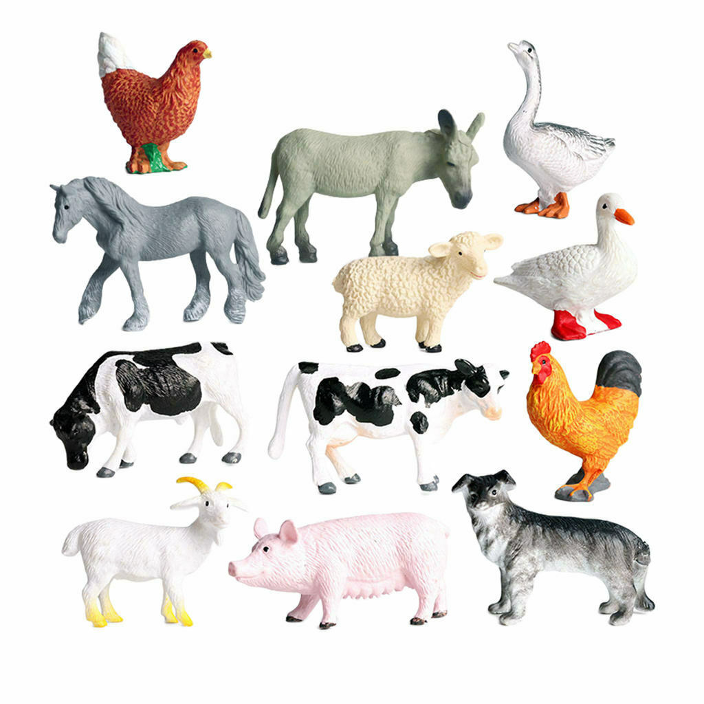 12pcs/set Farm Animals Figures, Realistic Simulation Jumbo Domestic Animal Toys
