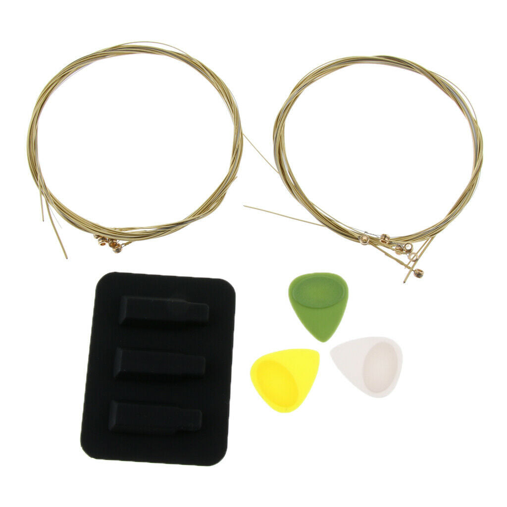 2 Sets Guitar Strings + 1 Piece Guitar Mute Pad + 3 Pieces Guitar Plectrum