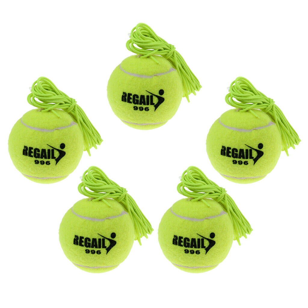 5pc Single Tennis Solo Trainer Training Practice Replacement Ball w/Elastic Rope