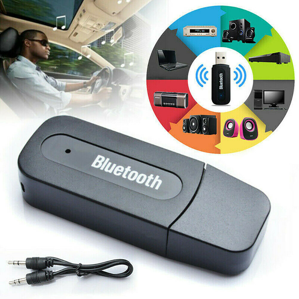 3.5mm to USB Bluetooth Receiver AUX Audio Music Adapter System For Laptop Car PC