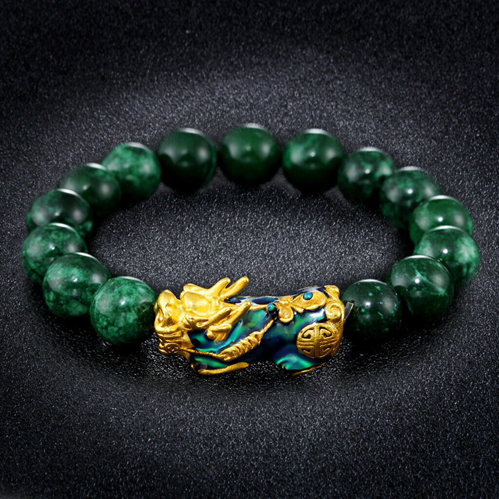 4pack Feng Shui Obsidian Bead Pixiu Pi Yao Charms Bracelet Good Luck Jewelry