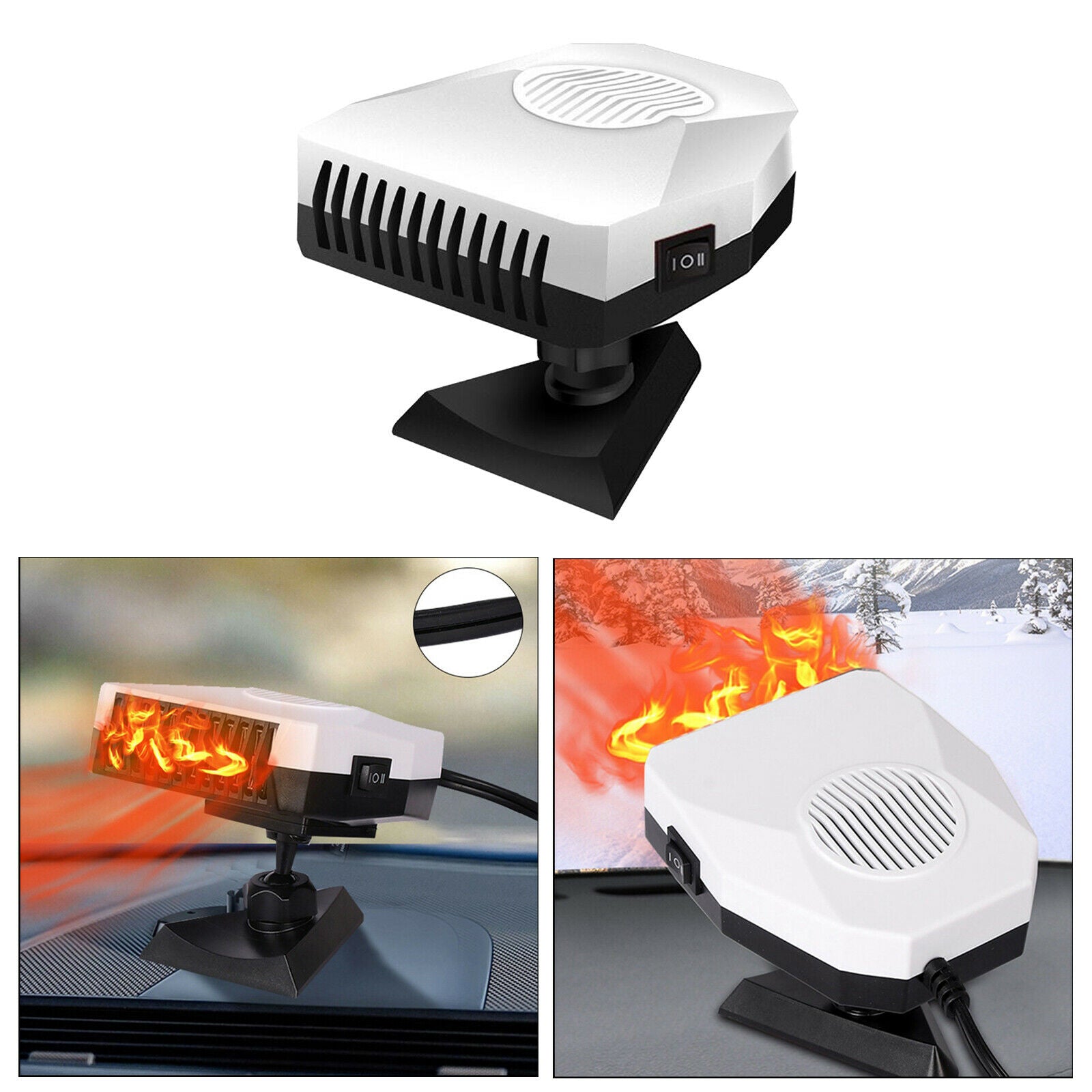 Plug In 150W Truck Auto Car Heater Heating Fan Defogger Demister White