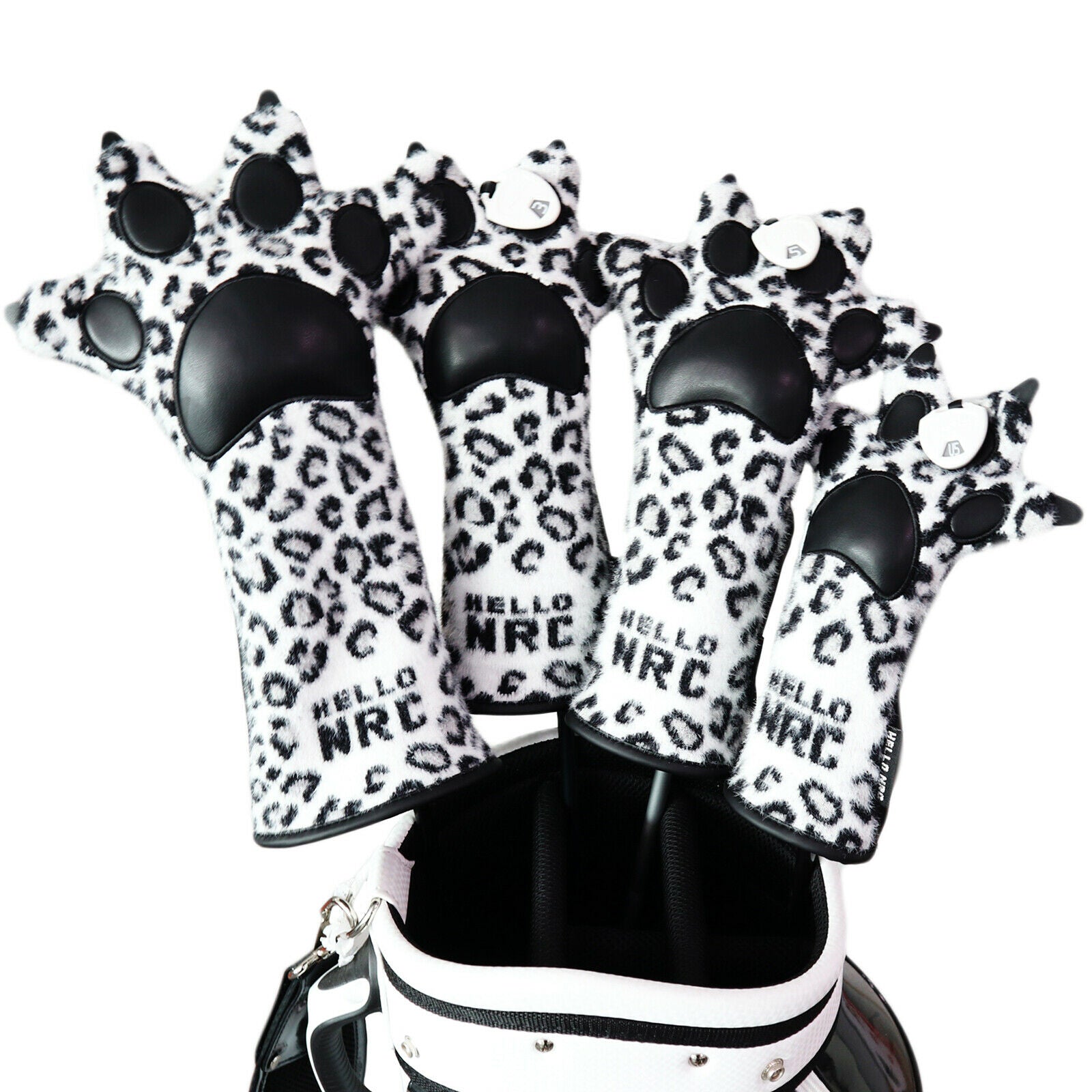 4Pcs Golf Wood Head Cover Leopard Pawl 400cc Headcover Protection Driver