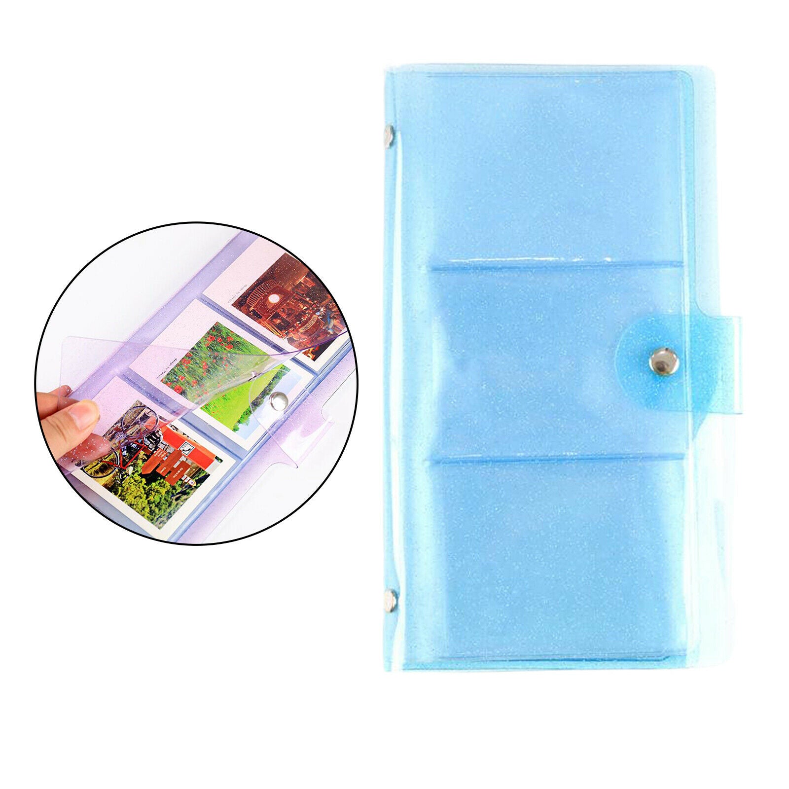 Pockets Photo Album for Instax Mini Prints Holds 72 Photos Jelly Color Blue