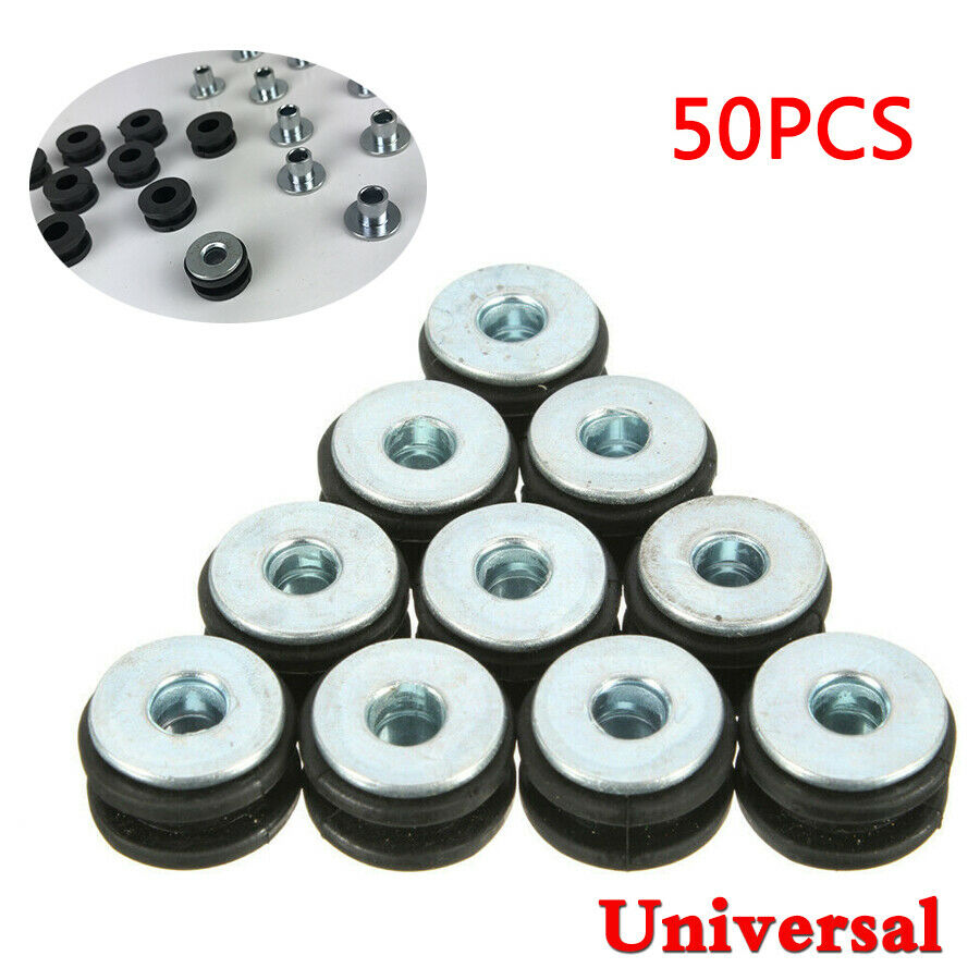 50pcs Rubber Grommets Bolt For Motorcycle Fairings/Cowling Pieces Rubber & Steel