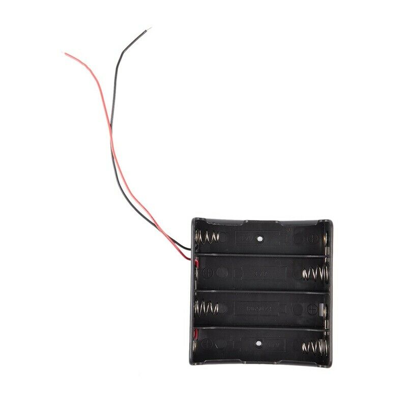 Black 4 x 3.7V 18650 Pointed Tip Batteries Battery Holder Case w Wire Leads E8T7