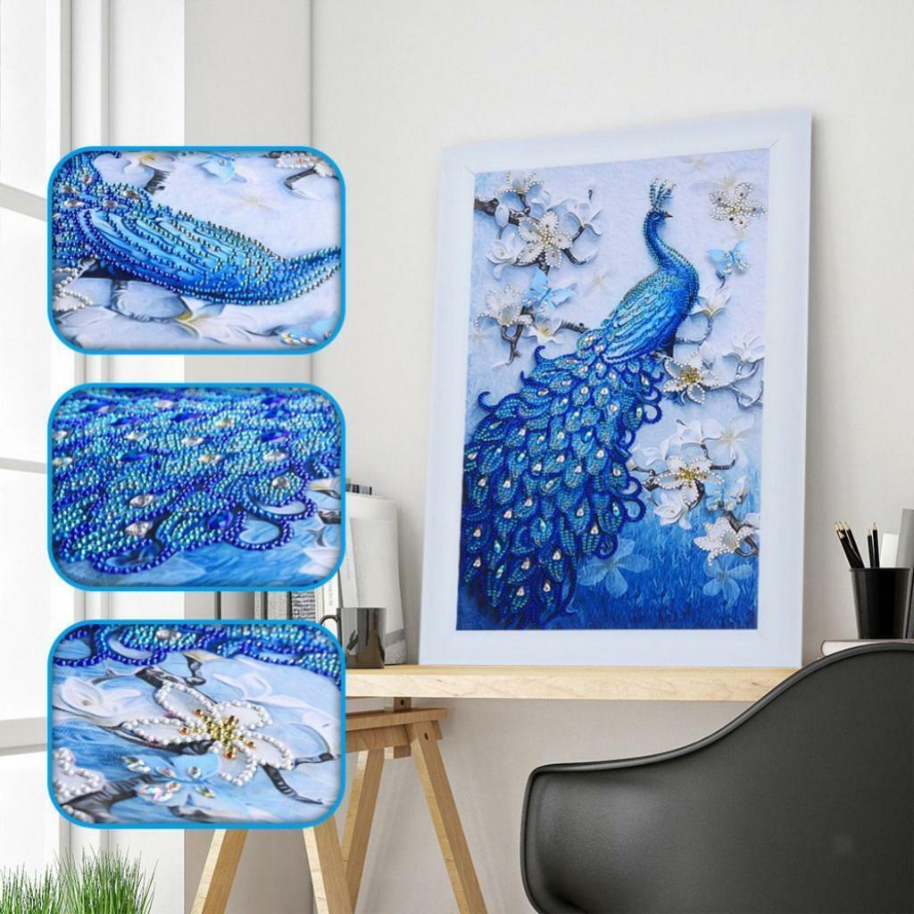 Peacock Shaped DIY 5D Diamond Embroidery Painting Kit for Beginner Art Decor