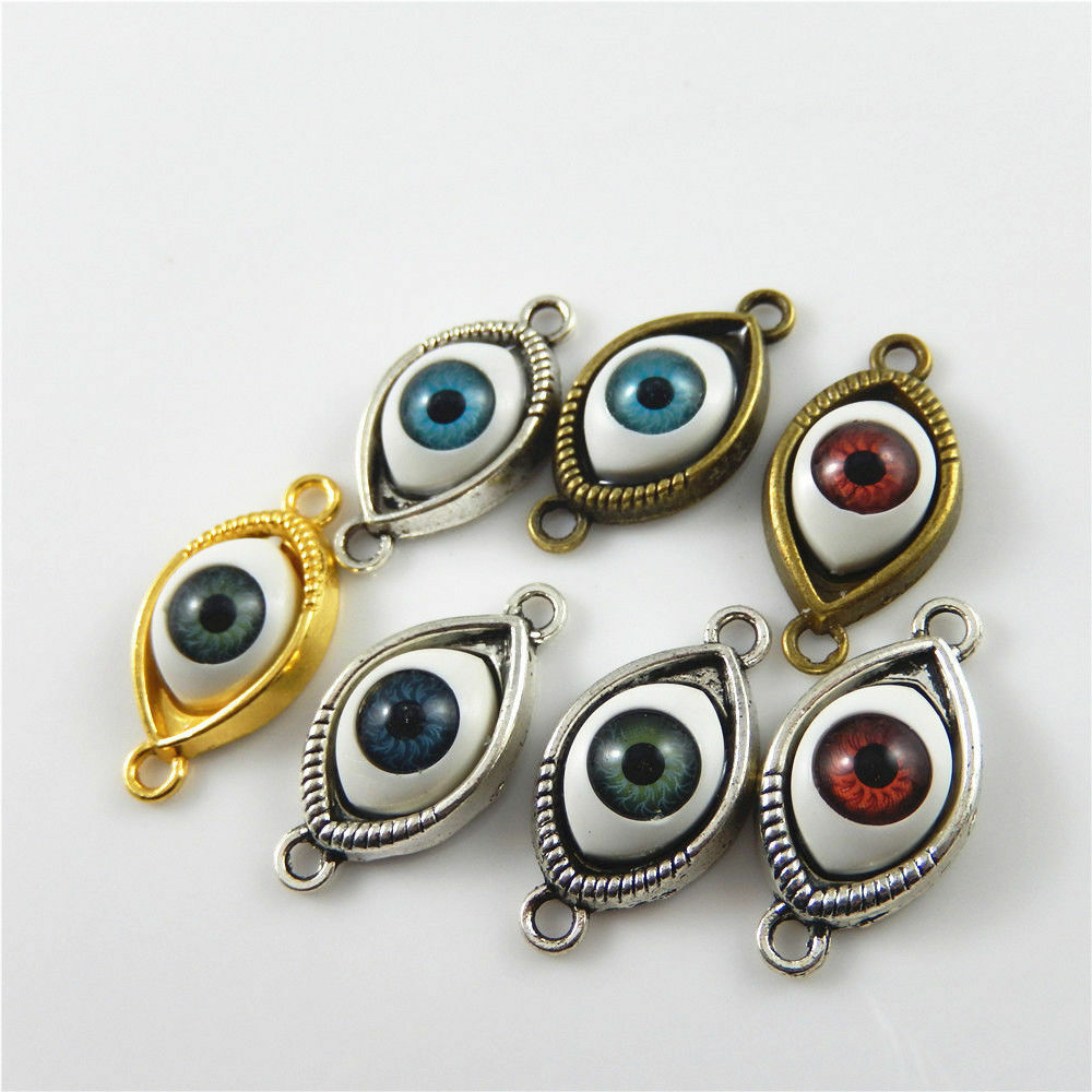 Mixed Colors Alloy Charms Evil Eye Look Pendants Jewelry Making 12pcs/lot 52623