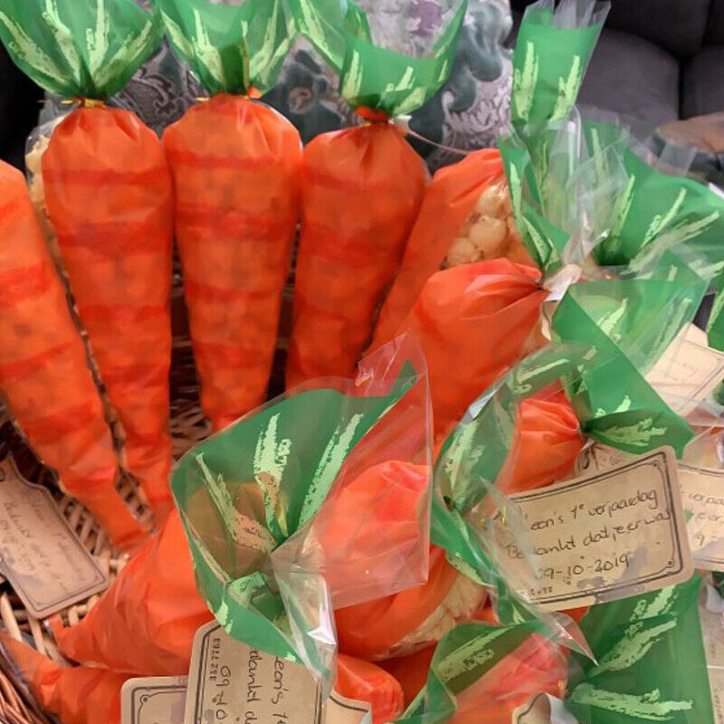 50pcs Easter Decoration Carrot Cone Bags Cellophane Treat Bags for Candies C XC