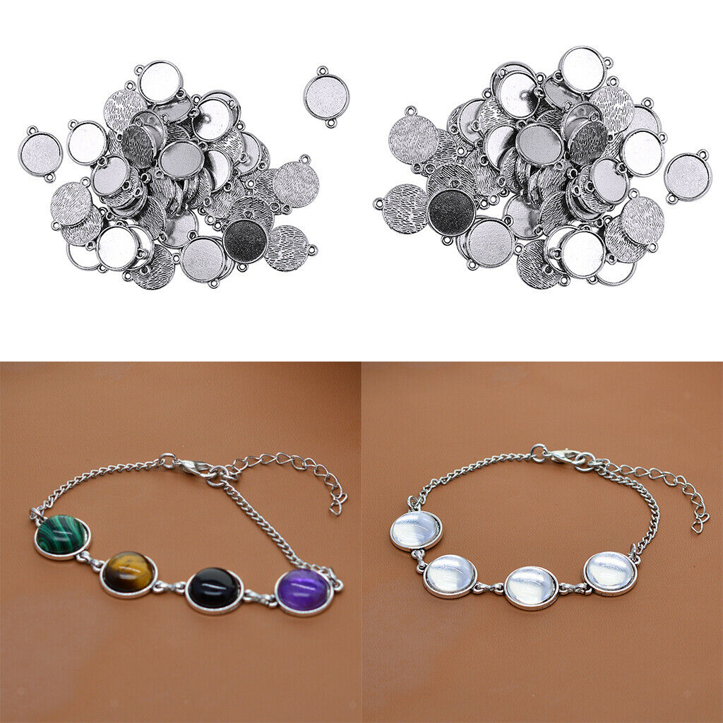 100pcs 12mm Round Photo Cameo Cabochon Settings Pendant Blanks Tray for Bracelet