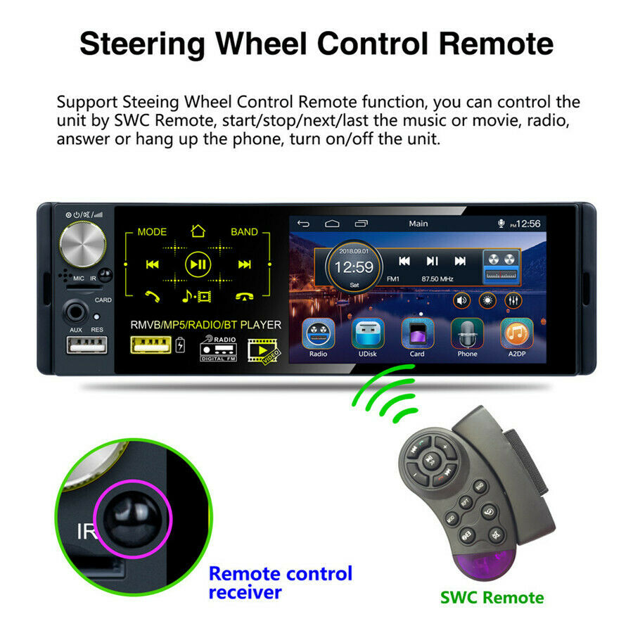 4.1" Touch Screen Singal Din FM AM MP3 MP5 RDS Steering Wheel Control USB AUX
