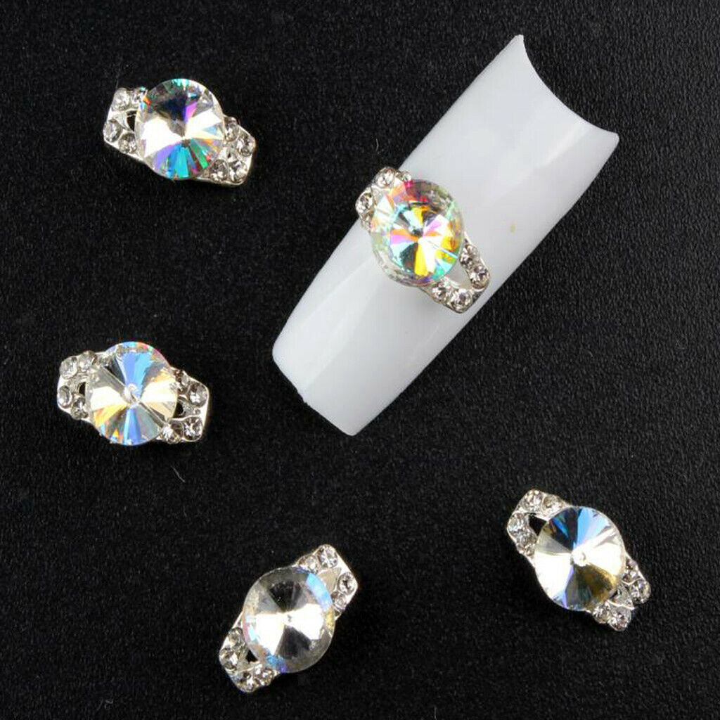 10PCS Glitter Nail Art Rhinestones Tips Diamond Crystal Tips Decoration e