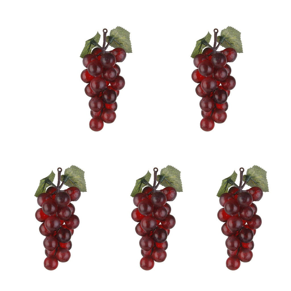 5Pcs Artificial Grapes Mini Grape Clusters Bundles Decorative Grapes Hanging