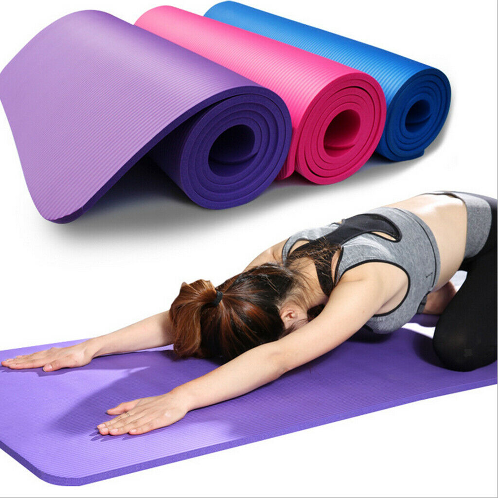 Non-slip Yoga Mat Pad Exercise Fitness Pilates Pad w/ Strap  72x24'' Black