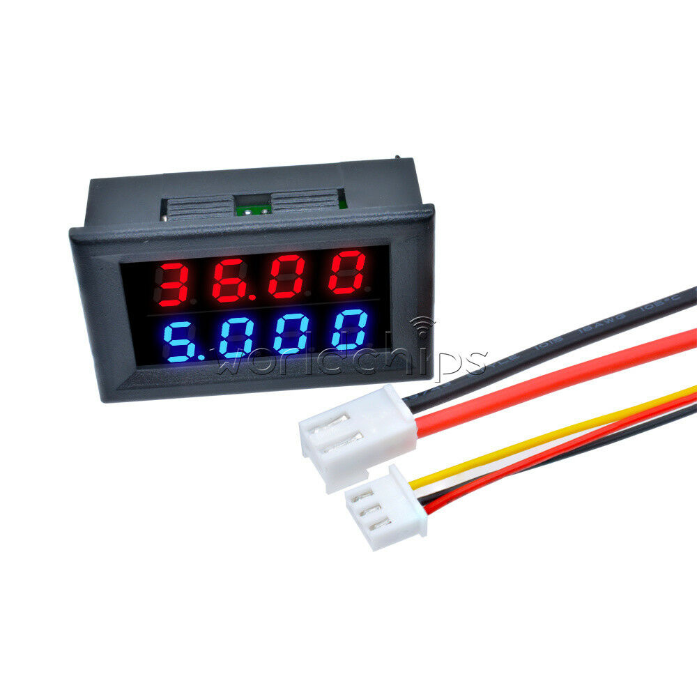 10A Voltmeter Ammeter Blue +Red LED Dual Digital Volt Amp Meter Gauge DC 200V