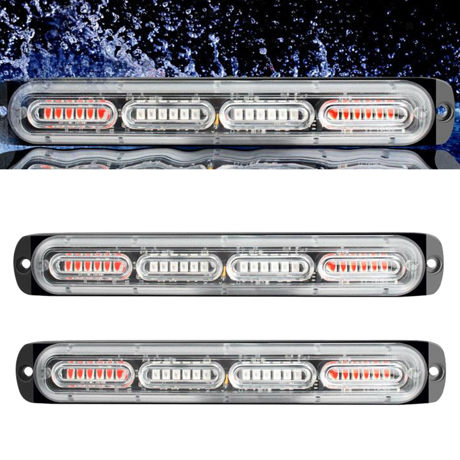 2PCS Car Truck 24 LED Warning Hazard Strobe Flashing Lamp Bar Red_Whte