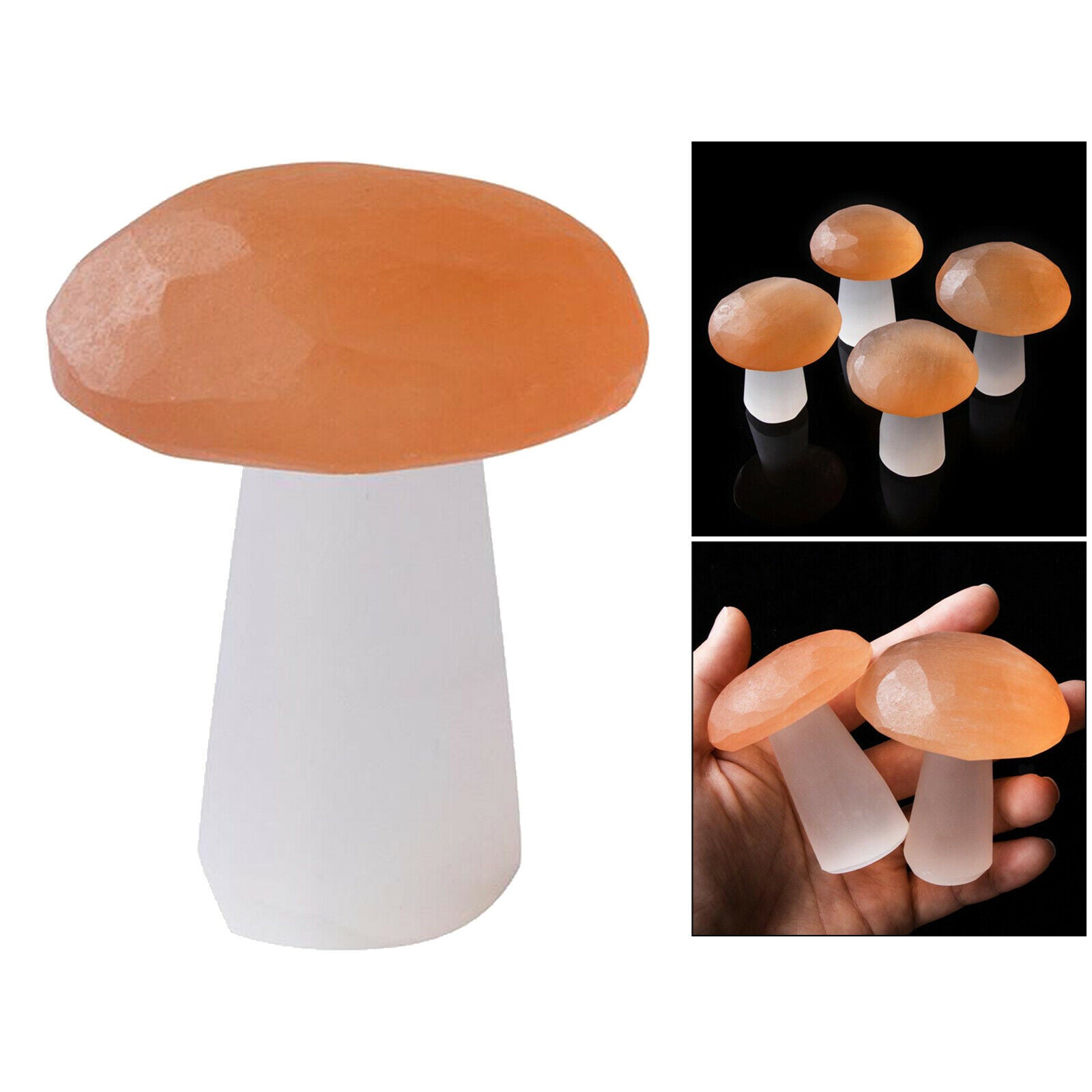 Pastoral Selenite Carved Mushroom Quartz Crystal Stone Mushroom Ornaments