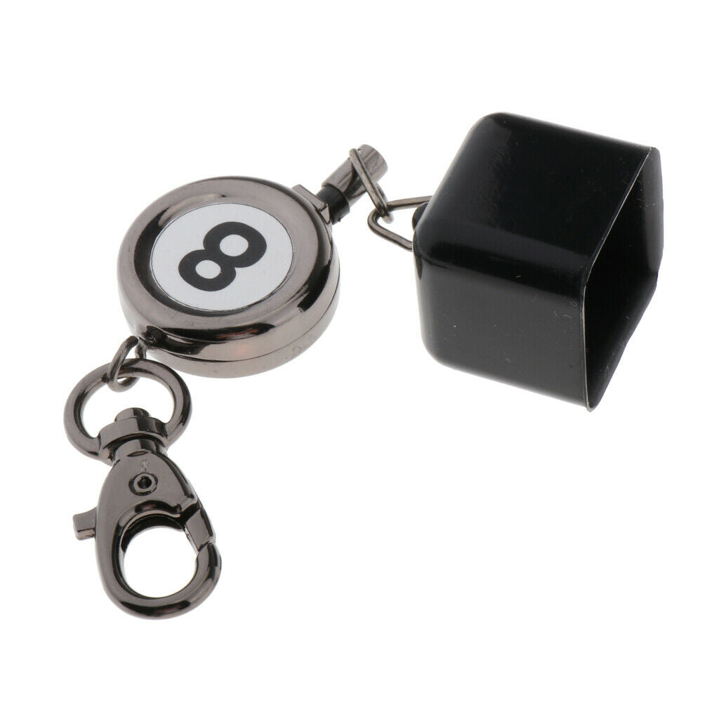Billiards Snooker Pool Cue Chalk Retractable Container Number 8 Keychain