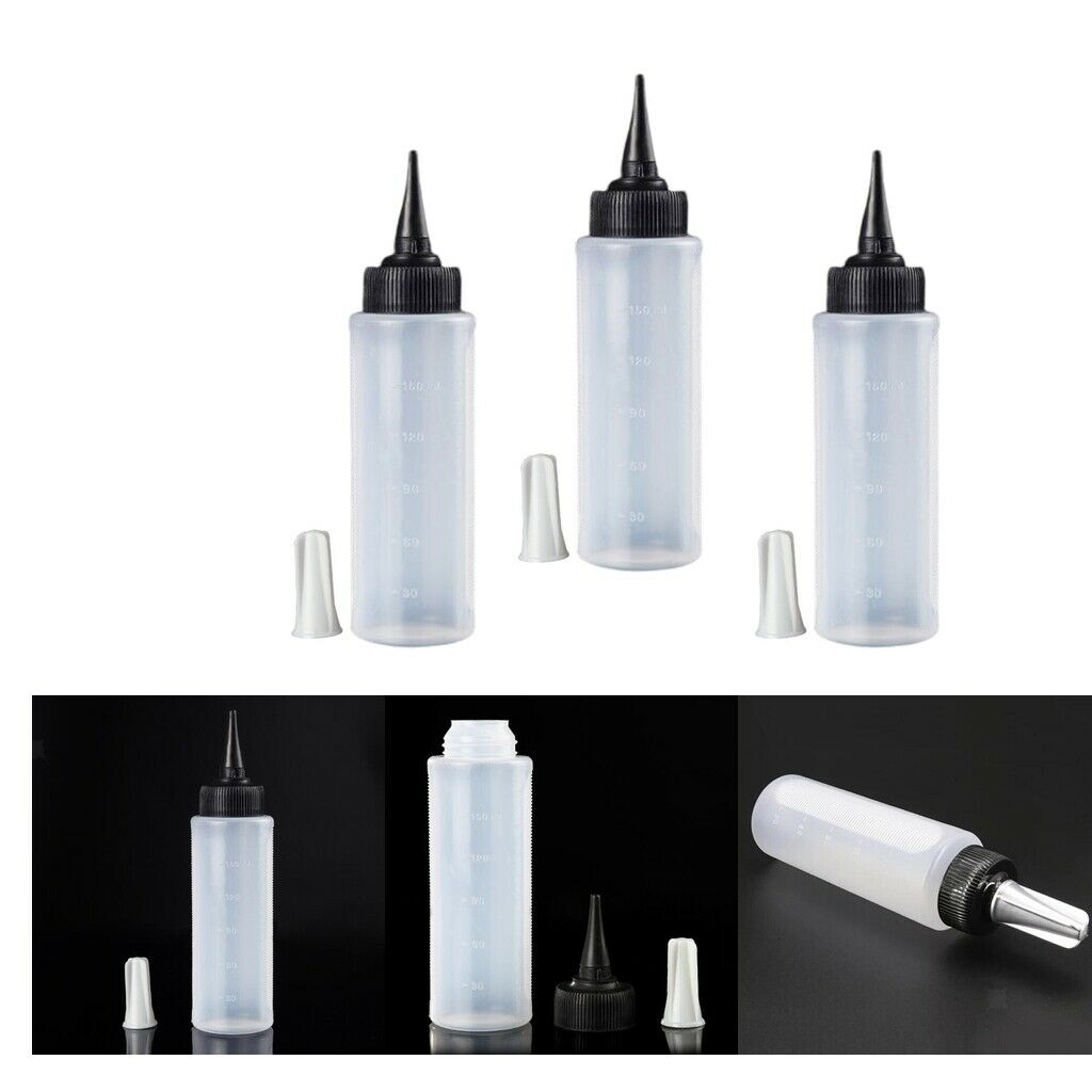 3 Pcs/Pack 150ml Salon Hair Color Measuring Applicator Bottle Hairdressing Tools