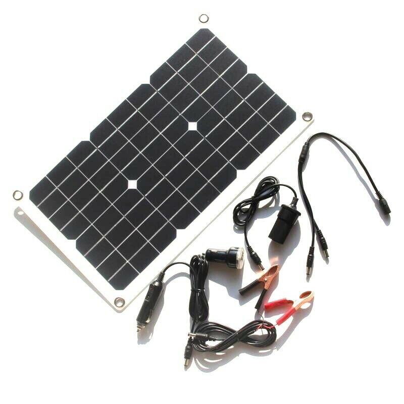 Solar Panel 12V Charge Battery Charger Kit Maintainer Marine Boat RV Car Fan