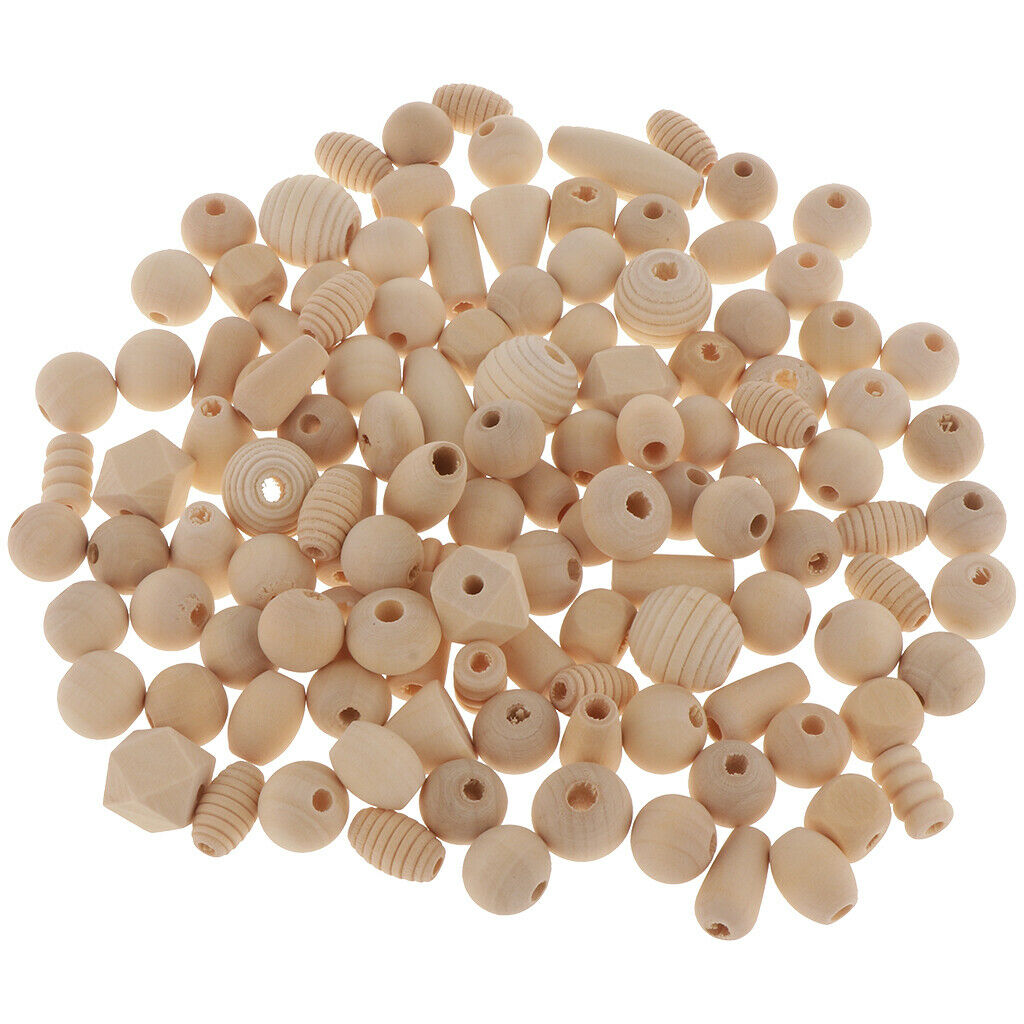 100g Natural Unfinished Wood Spacer Beads For Jewelry Making Craft Beading