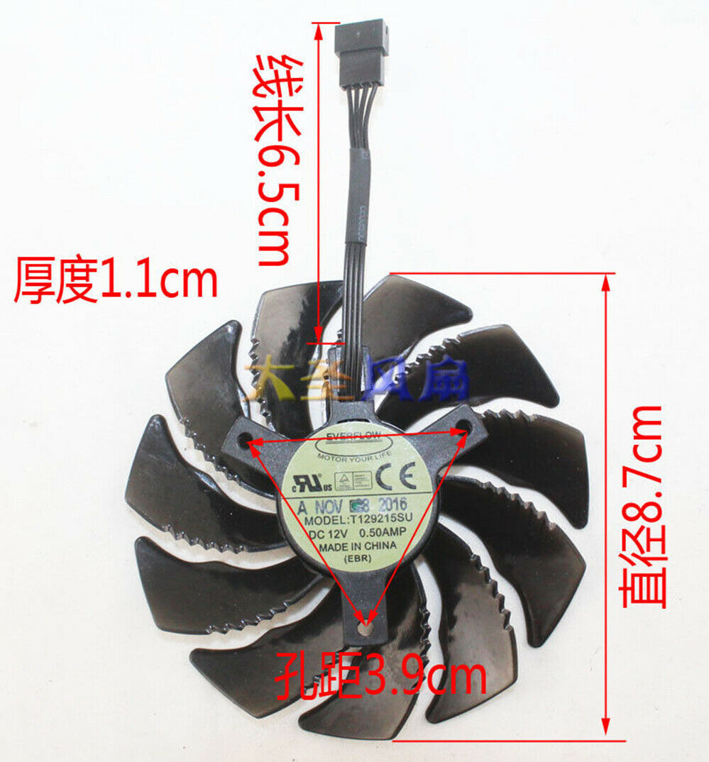 1pcs For Gigabyte GTX1060 GTX1070 Cooling fan T129215SU Φ87mm