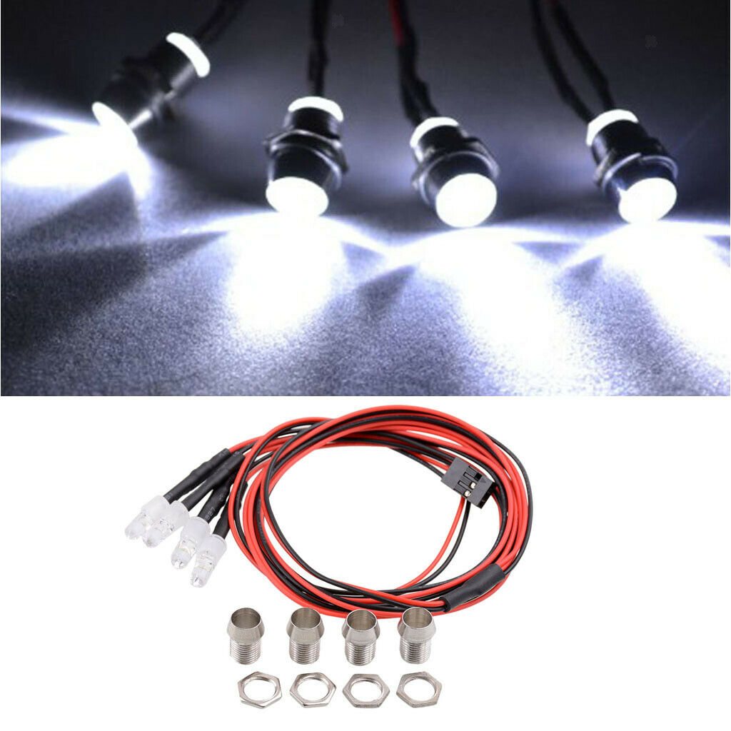 4pc RC LED Lights Headlight Spotlight for 1/5 1/8 1/10 1/12 1/16 RC Buggy