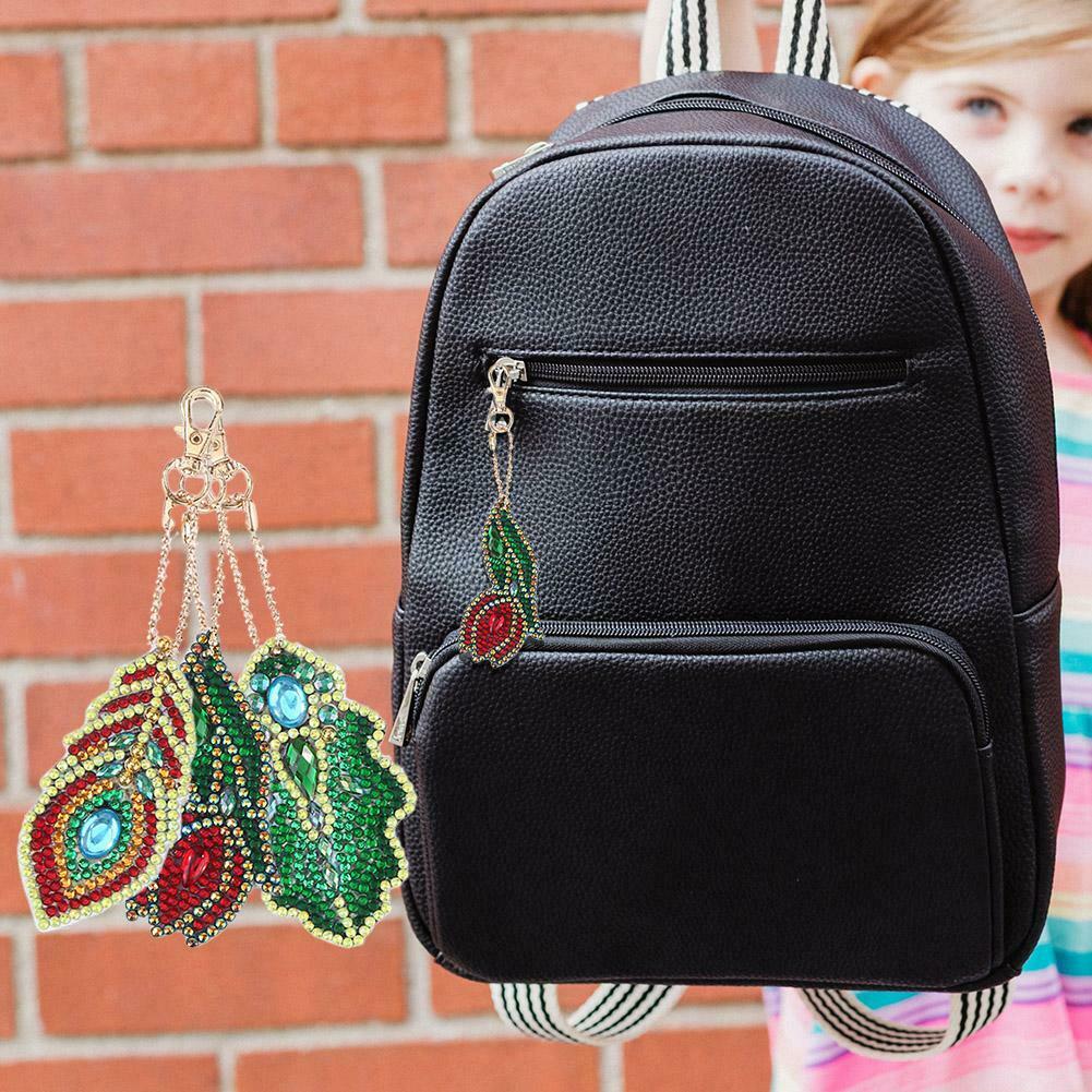 3pcs DIY Full Drill Special Shaped Diamond Painting Bag Keychains Pendant @