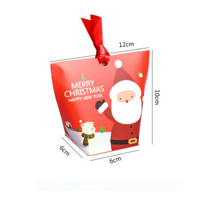 12pcs Xmas Paper Gift Bag Santa Claus Candy Present Boxes Party Decor Storage