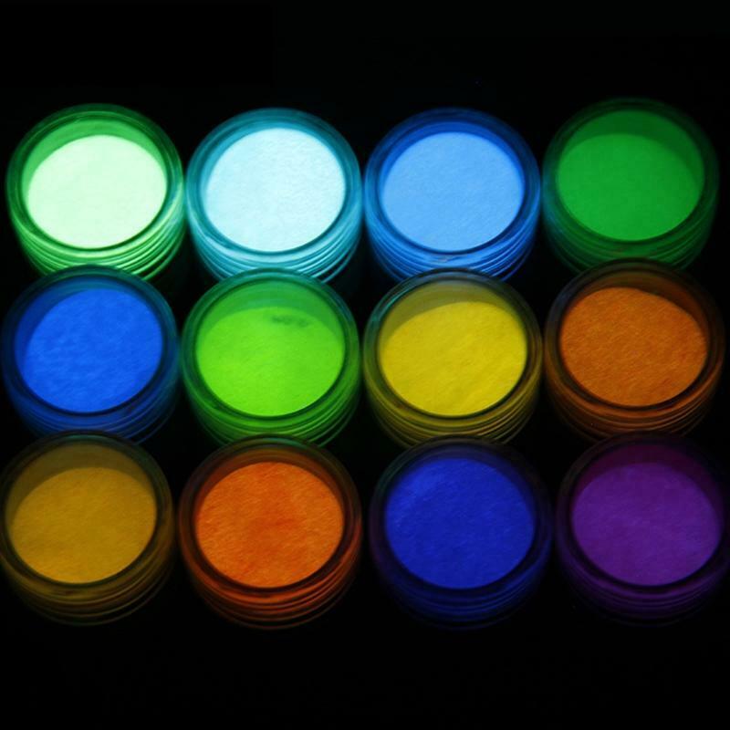 12 Colors Fluorescent Super Bright Glow-in-the-Dark Powder Pigment DIY Jewelry