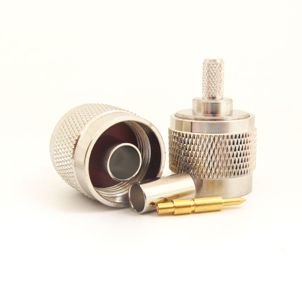 4sets Nickel N Type N Male Plug Crimp RF Coaxial Connector for RG58 50ohm Cable