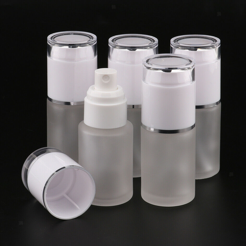 5Pcs Glass spray Bottles Refillable Cosmetic Container Leakproof 30ml white