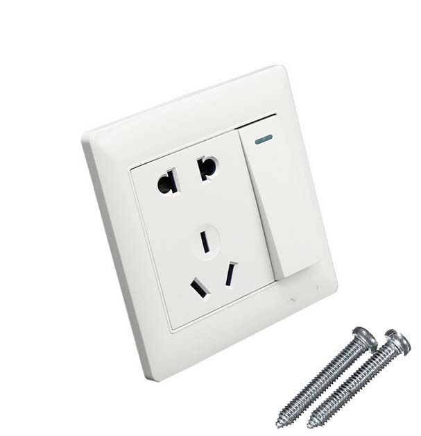 10A 3 Pin Power Single KEY Wall Outlet Switch Socket Plate Panel US/EU/AU Plug