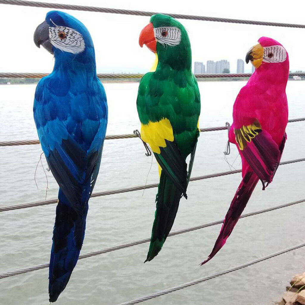 Lightweight Green Parrot Birds Ornament Outdoor Garden Tree Statue Lawn Decor