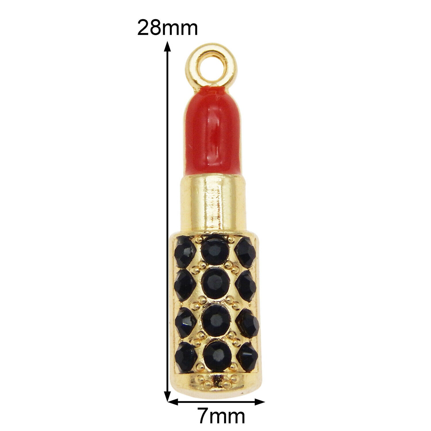 12PCS Colorful Enamel Plated Red Lipstick Crystal Pendant Charms DIY Findings