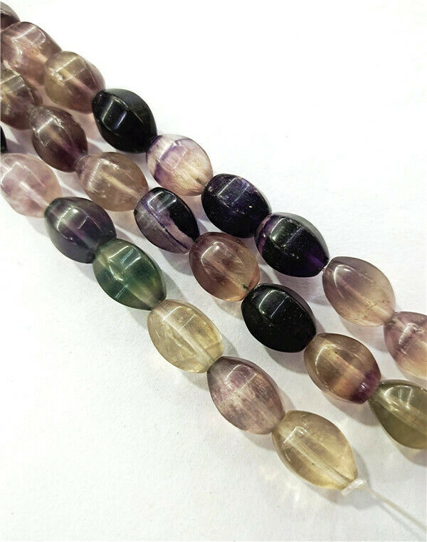 1 Strand 14x10mm Natural Purple Fluorite Faceted Olive Spacer Beads 15.5" HH7895