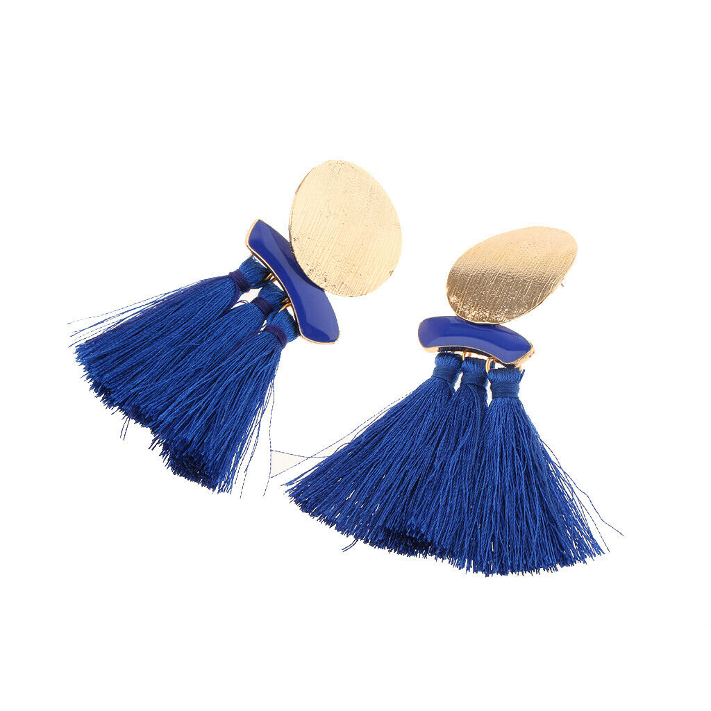 Fashion Statement Tassel Drop Earrings for Women Girl Wedding Bohemian Blue