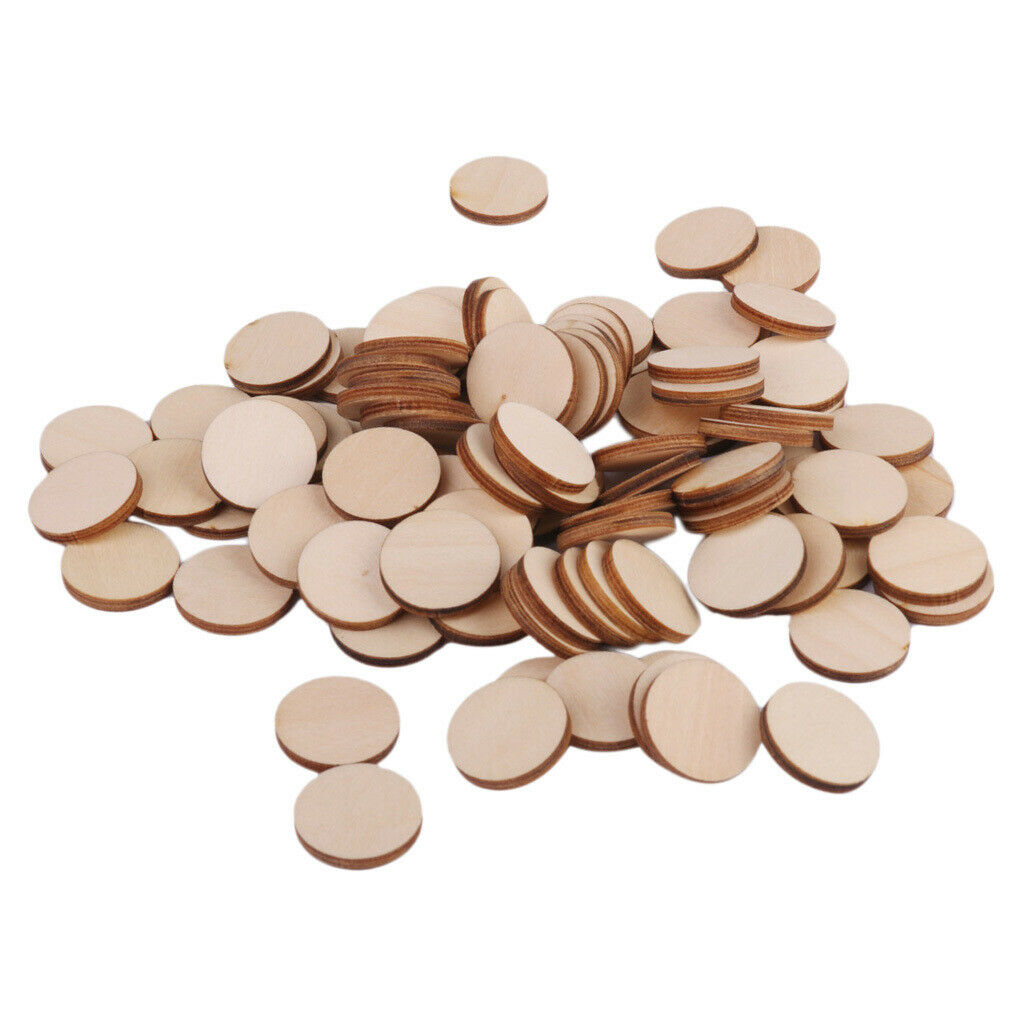 100x Unfinished Round Shape Natural Wooden Slices Discs Art Craft Supplies 20mm