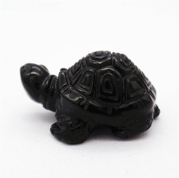 35x25x17mm Black Obsidian Carved Tortoise Decoration Statue Home Decor HH7909