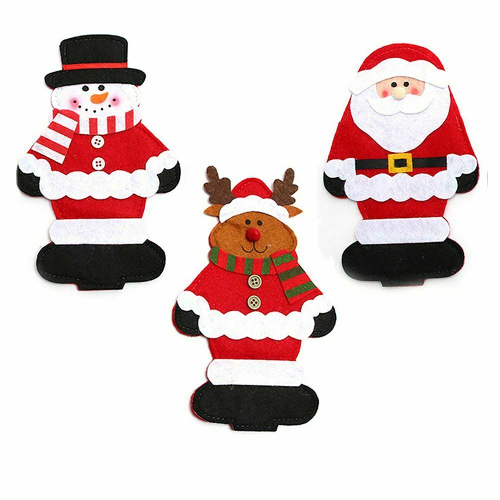 Home Christmas Party Decoration Cover New Year Decor Cutlery Bag Fork Case