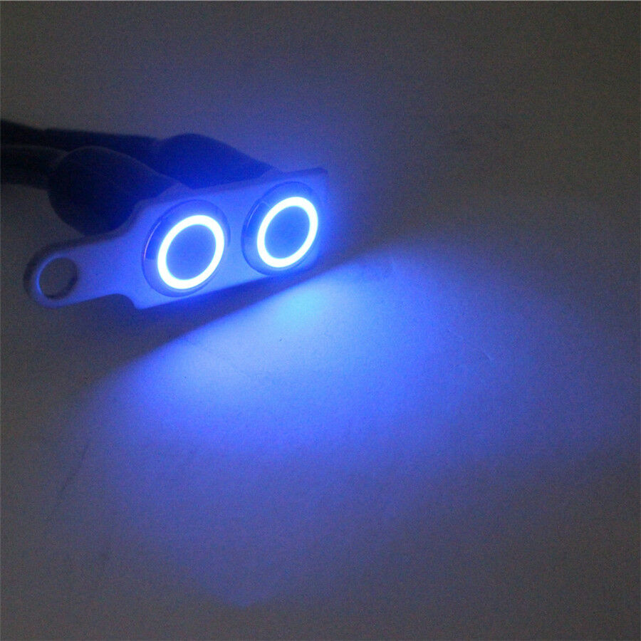 Blue LED Dual Button Manual-return Lock Switch For Motorcycle Headlight Fog Lamp