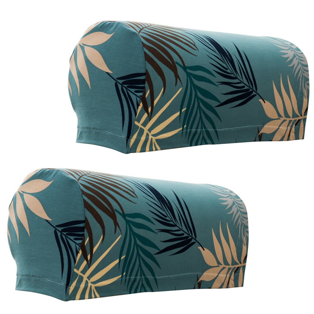 2pcs Non-slip Stretch Polyester Furniture Sofa Armrest Cover Protector Green