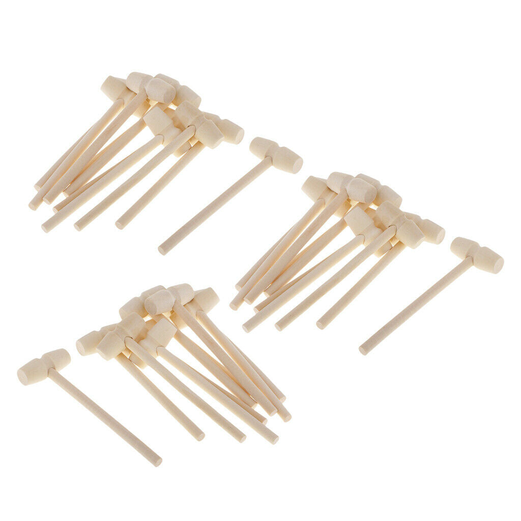 Prettyia 30x Wooden Hammer Wood Mallets Small for Seafood Lobster Crackers Lots