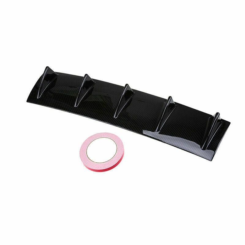 Universal Carbon Black Rear Bumper Lip Diffuser Shark Fin Car Back Splitter 5