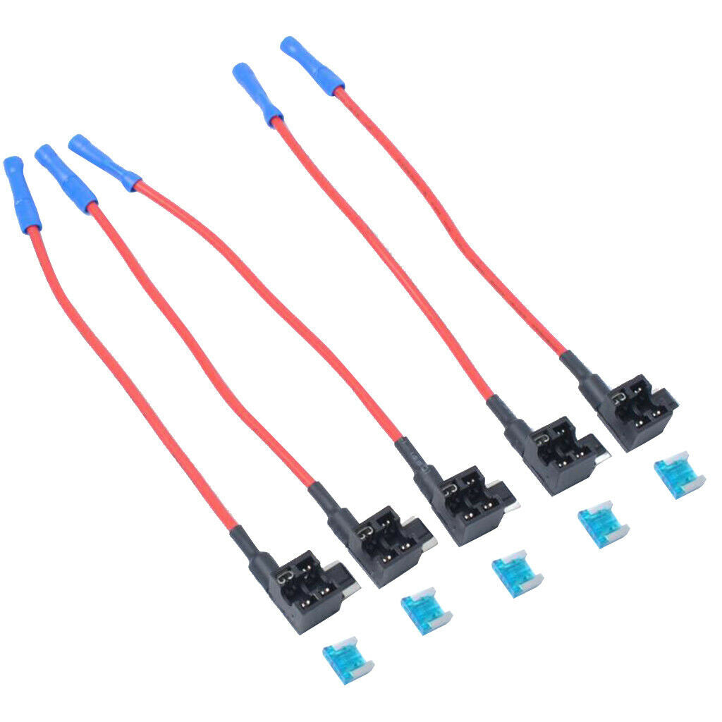5 Pieces Add a Circuit Low Profile Mini Blade Fuse Holder with 15Amp Fuses