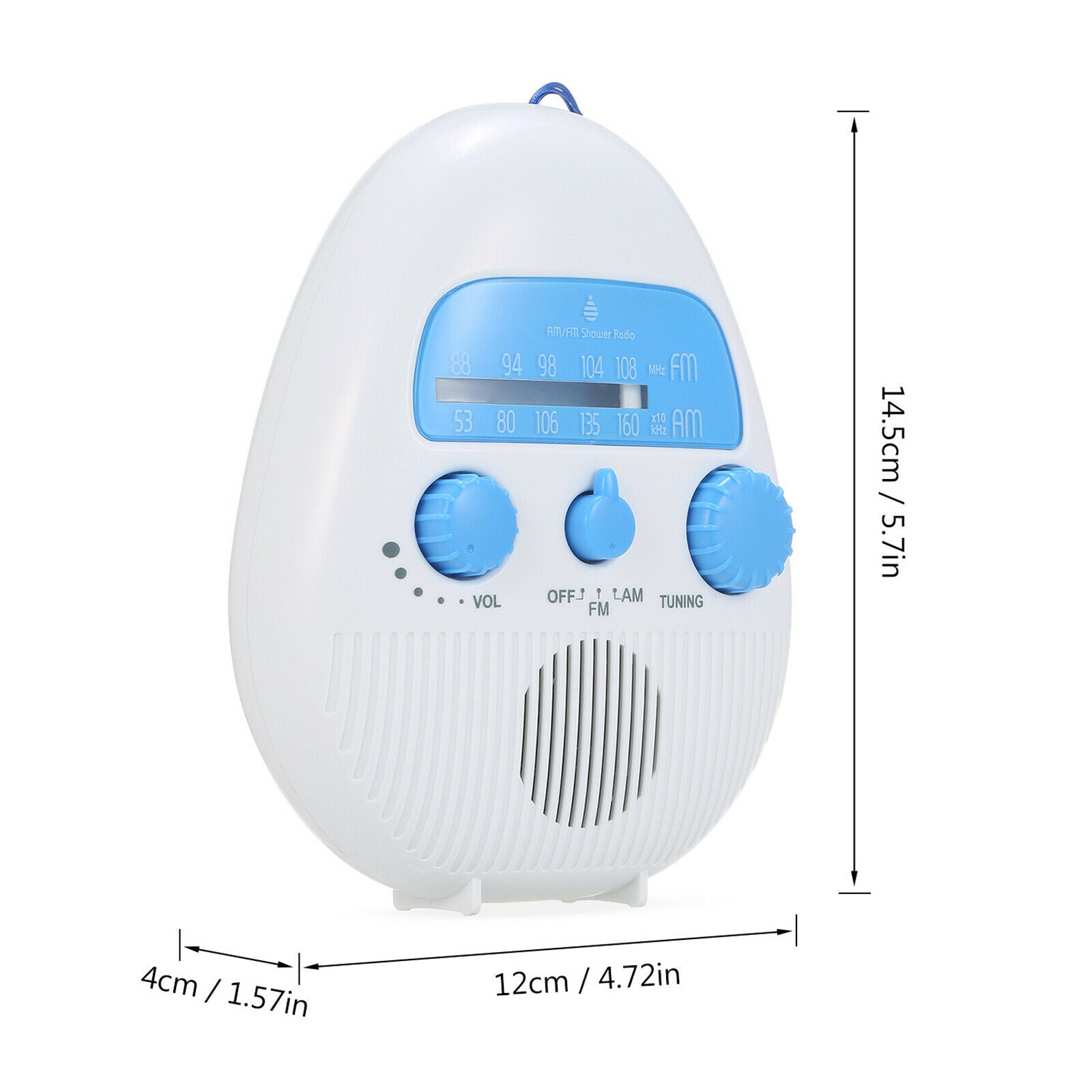 Portable Shower Radio Electronic Button Adjustable Volume IPX4 For Kitchen