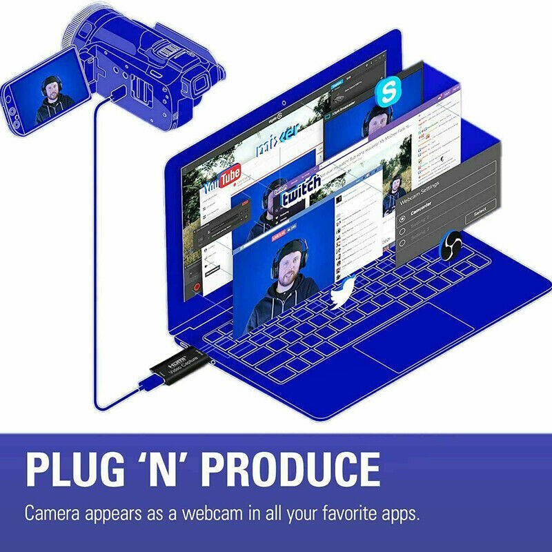 HDMI to USB Video Capture Card 1080P For Game / Live Streaming PortableDEAU