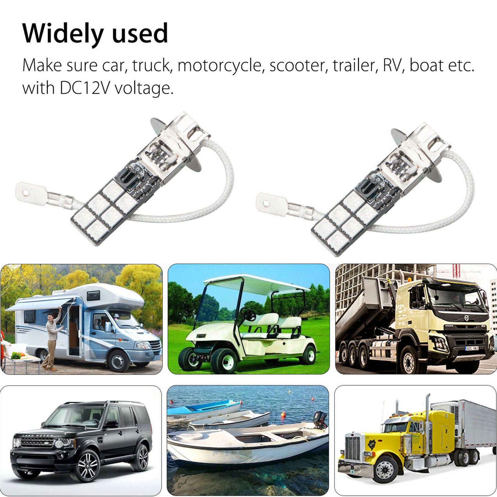 2x H3 5050 RGB LED 12SMD Auto Car Headlight Fog Light Lamp Bulb + Remote Control